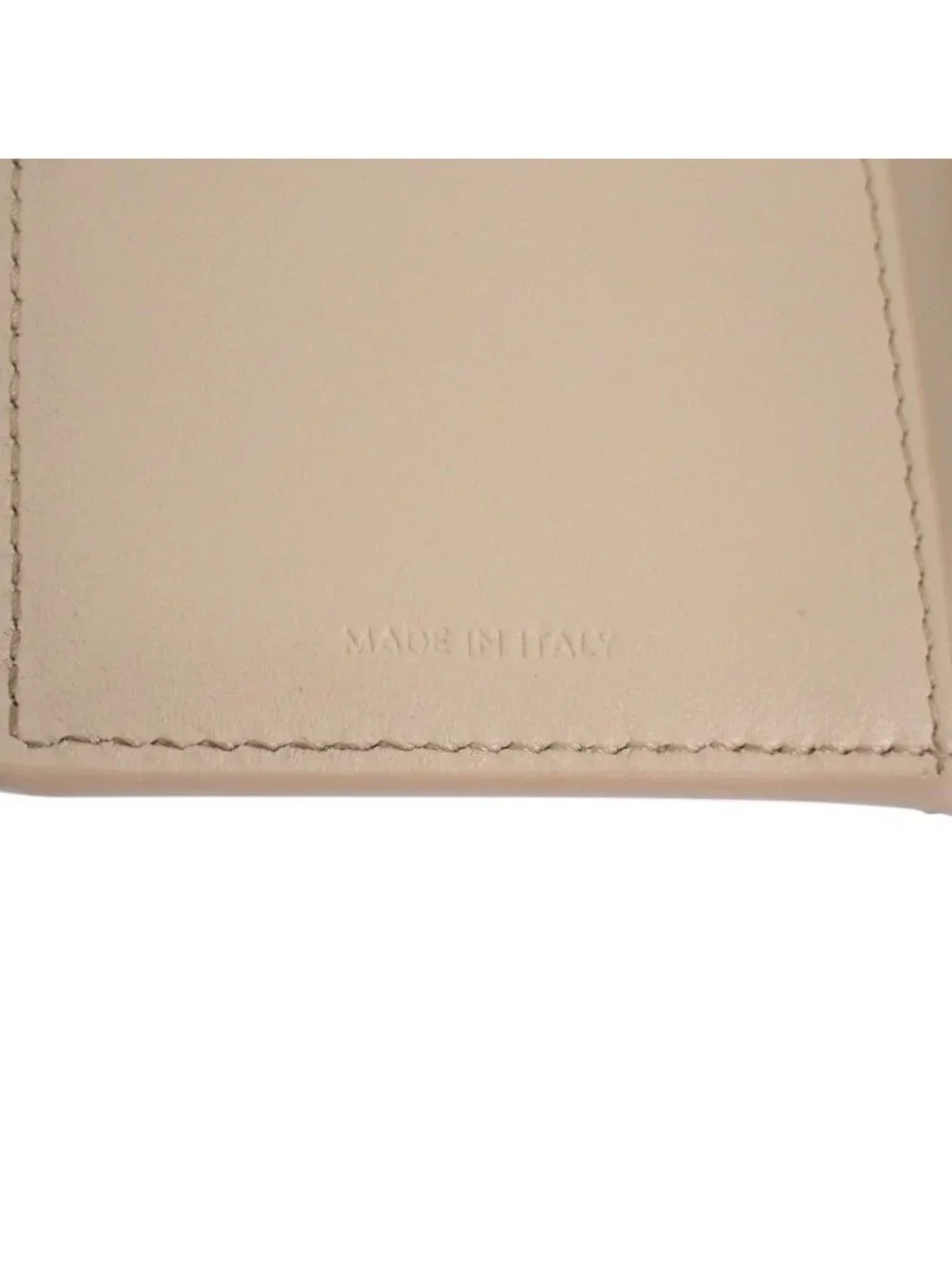 Celine Fine Strap Wallet Trifold Calfskin Beige Cream Triomphe Gold Included